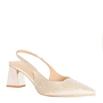 Pointed-Toe Slingback Block Heel
