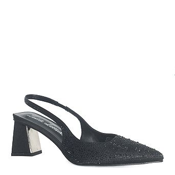 Pointed-Toe Slingback Block Heel