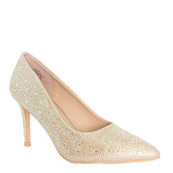 Rhinestone Pointed-Toe Pump