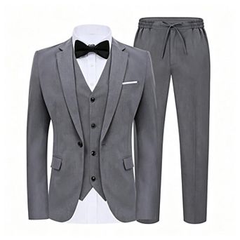 Mens Suit Slim Fit Casual Wedding Groom Party Suit Set