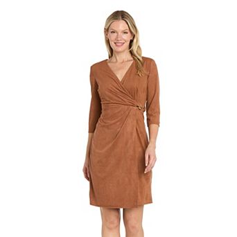 Women's Sophia Christina Suede Faux Wrap V-Neck Mini Dress