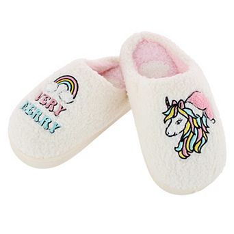CTM Kids' & Toddler Girls' Christmas Unicorn Holiday Slippers
