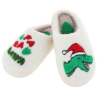CTM Kids' & Toddler Boys' Christmas Dino Holiday Slippers