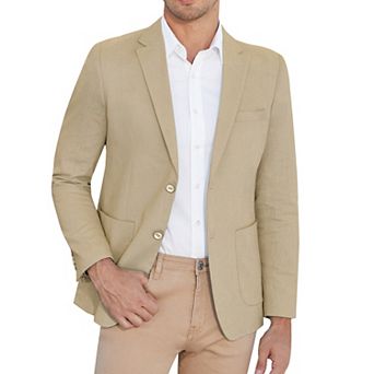 Men's Linen Blend Two Button Patch Pocket Suit Jacket