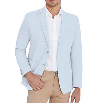 Men's Linen Blend Two Button Patch Pocket Suit Jacket