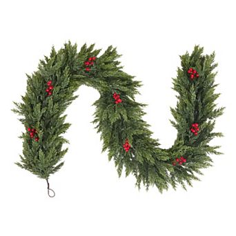 6 Ft Christmas Red Berry Garland, PVC Holiday Mantel Decoration
