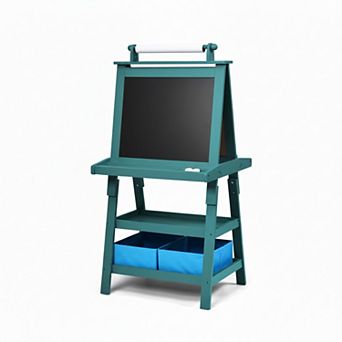 Costway Kids Art Easel Double Sided Chalkboard Magnetic Whiteboard with Storage Tray
