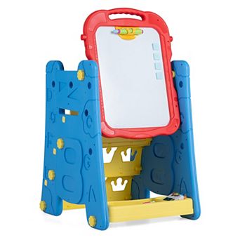 Costway 3 in 1 Art Easel for Kids with Book Rack, Height Adjustable Standing Easel, Age 3+