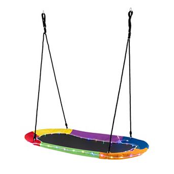 Costway 60" Saucer Swing with LED Lights 700 LBS Platform Tree Swing with Adjustable Ropes
