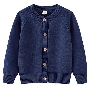 Kids Knit Cardigan Boys Girls Long Sleeve Crew Neck Button Down Sweater Knit Outerwear Jacket