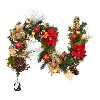 Pre Lit 6-Foot Traditional Christmas Garland with 20 Lights for Mantel