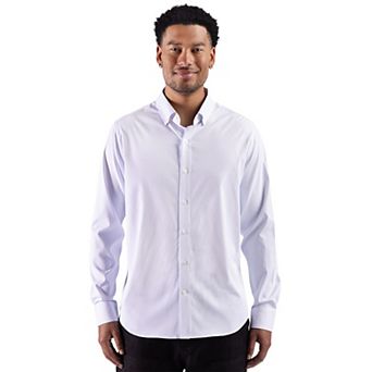 Cutter & Buck Skyline Windowpane Recycled Long Sleeve Button Down Mens Big & Tall Dress Shirt