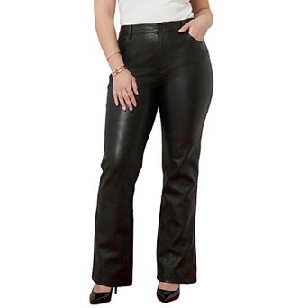 Roaman's Women's Plus Size Faux Leather Bootcut Pant