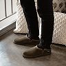 muk luks men's leather berber fleece slippers