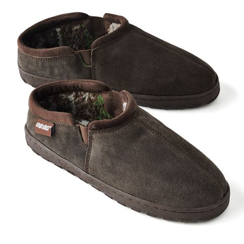 muk luks men's leather berber fleece slippers