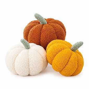 3 pc Pumpkin Throw Pillows Soft Fluffy Thanksgiving Home Decor
