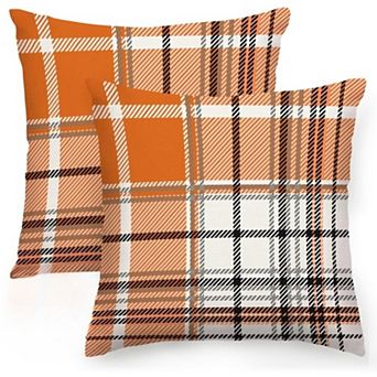 2 Pack Fall Pillow Covers 18x18 Tartan Plaid Fall Decorations for Home,Couch Sofa Bed Patio Decor