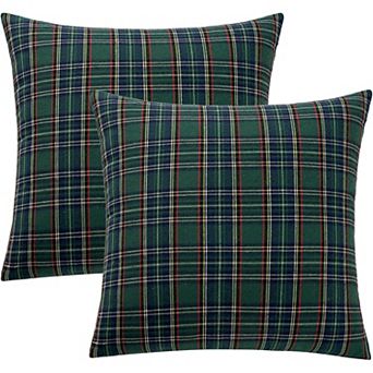 2 Pack Christmas Plaid Pillow Covers Scottish Tartan 18x18, for Thanksgiving Sofa Couch Bed