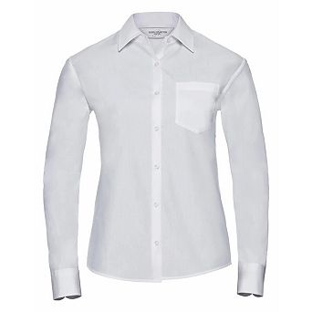 Russell Collection Womens/Ladies Cotton Poplin Easy-Care Long-Sleeved Formal Shirt