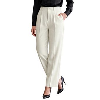 Women's Hight Waist Pleated with Pockets Button Down Loop Work Office Long Suit Pants