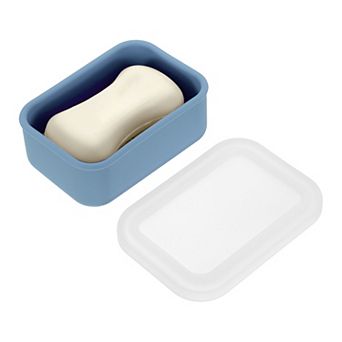 Soap Travel Case, 4.7x3.3x1.8'' Soap Container with Drainage Pad Leak-Proof