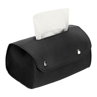 Faux Leather Tissue Box Cover, Rectangular PU Tissue Box Cover with Button Tissue Holder Bag