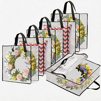 6 Pack 26" Clear Wreath Storage Bags Multi-Purpose Under Bed Organizer