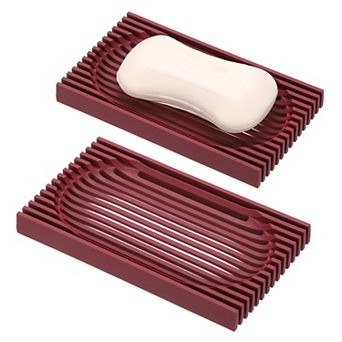 2 pc Soap Dish with Drainage, Self Draining Bar Soap Case