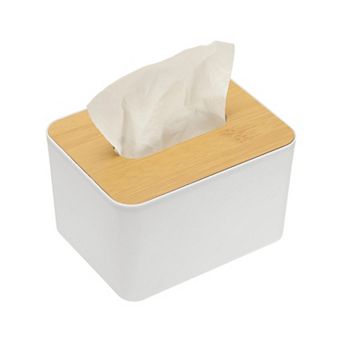 Tissue Box Cover, 6.3" Rectangle Tissue Box Holder Napkin Organizer Container with Cover White