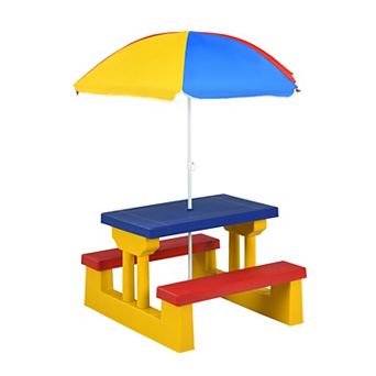 Costway Kids Picnic Table Set W/Removable Umbrella Indoor Outdoor Garden Patio