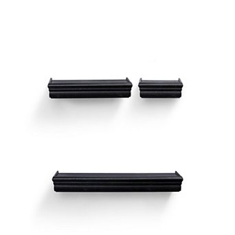 3 pc 17.91" Wood Floating Wall Shelves, Invisible Brackets for Home Storage & Wall Decor