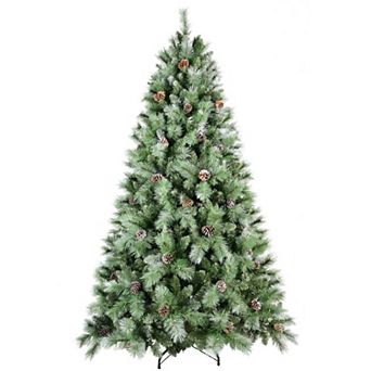 7.5FT Hinged Artificial Christmas Tree with 1588 PVC Tips, Christmas Pine Tree with Foldable Metal
