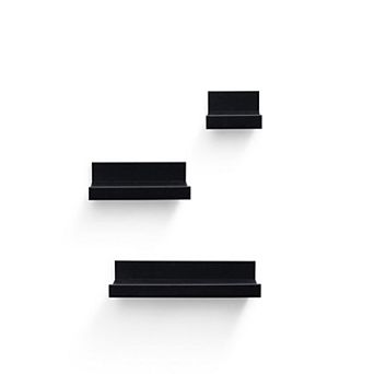 3 pc 15.75" Wood Floating Wall Shelves, Invisible Bracket Wall Mount for Home Storage & Decor