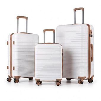 Luggage Set 3 pc Durable PP Scratch-Resistant Suitcase with Silent Wheels, TSA Lock, 20"/24"/28"