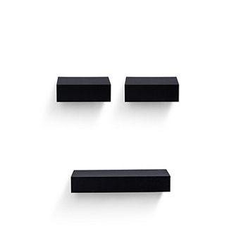 3 pc Wood Floating Shelves Set, 18.11" Wall Mount, Invisible Brackets for Home Storage & Decor