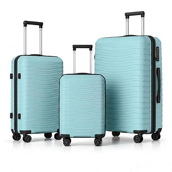 Luggage Set 3 pc Durable PP Scratch-Resistant Suitcase with Silent Wheels, TSA Lock, 20"/24"/28"