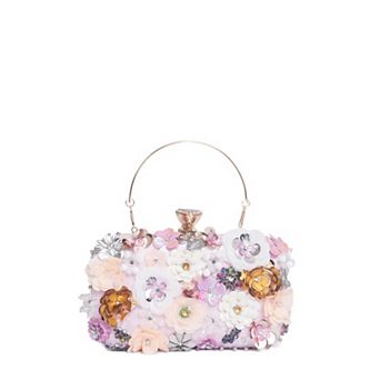 Rhinestone Evening Clutch with Floral Appliqués