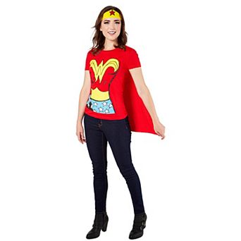 Women's Wonder Woman T-Shirt, Cape and Tiara Set