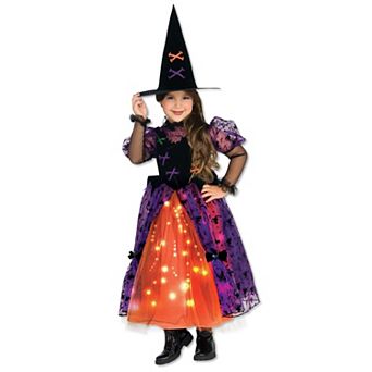 Girls' Light-Up Purple and Orange Pretty Witch Costume