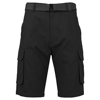 Galaxy by Harvic Men's Belted Cargo Shorts, Cotton Stretch Shorts with Multi Pocket