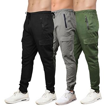 Blu Rock Men's Cotton Flex-Stretch Cargo Jogger-3 Pack