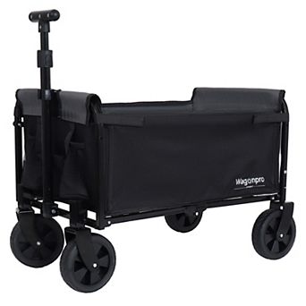 Trikiousd Convertible Folding Camping Wagon Cart with Bench Seat and Dog Tether