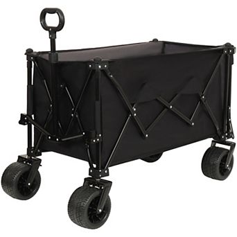 Trikiousd Foldable Wagon with Extended Tailgate 480LBS Heavy Duty Beach Cart