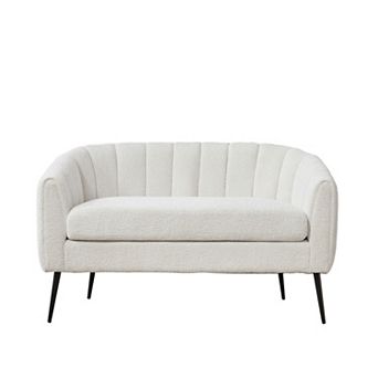 Trikiousd 50.2" Chenille Mini Loveseat Sofa with Channel Tufting and Metal Legs