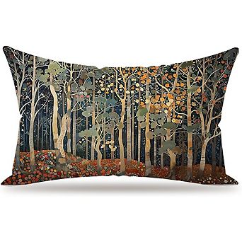 Rustic Autumn Forest Pillow Covers, William Morris-Inspired Botanical Cushion Covers