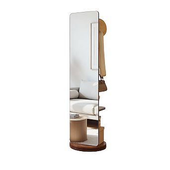 Pnronnc Coat Rack with Floor Full Length Mirror Swivel Clothing Garment Rack Display Cabinet