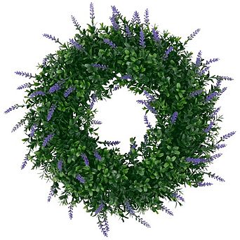 17" Blue Boxwood Wreath, Small Greenery Hanging Wreath for Door Wedding Home Decor