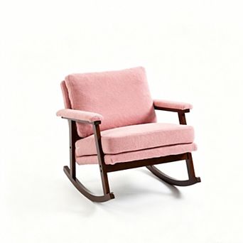 Trikiousd Mid Century Modern Rocking Chair Upholstered Accent Chair Reading Armchair