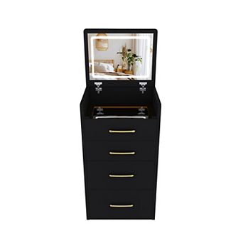 Trikiousd Small Makeup Vanity Desk Flip-Top Makeup Table