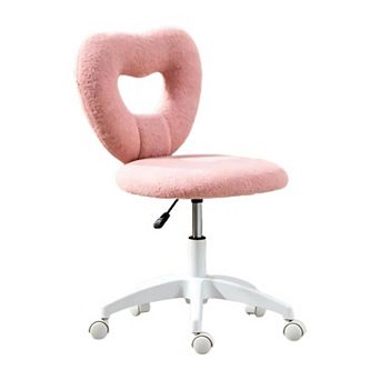 Trikiousd Heart Shaped Swivel Office Chair Armless Adjustable Vanity Desk Chair with Wheels